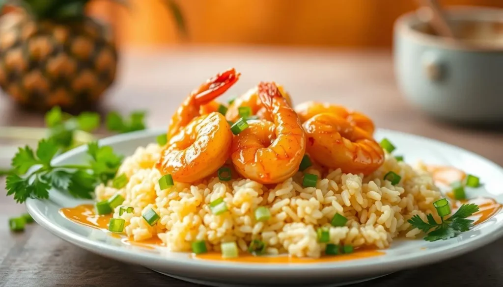 Honey Garlic Shrimp with Coconut Rice-1