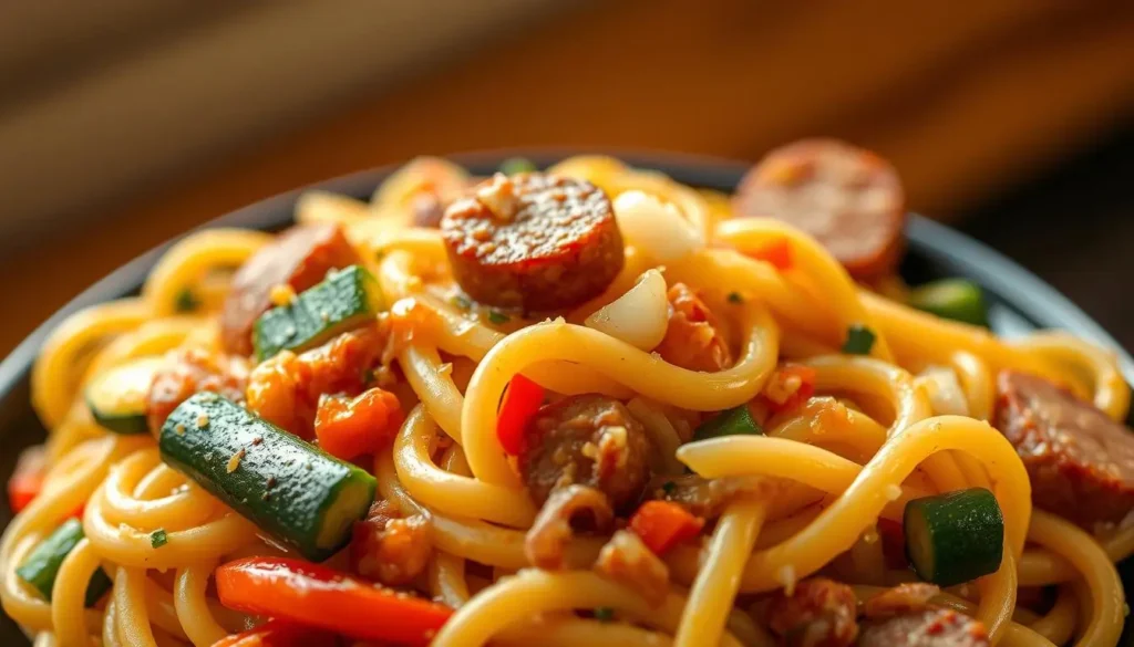 smoked sausage pasta with vegetables