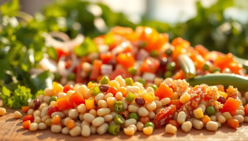 A vibrant composition showcasing the benefits of a nutrient dense bean salad.