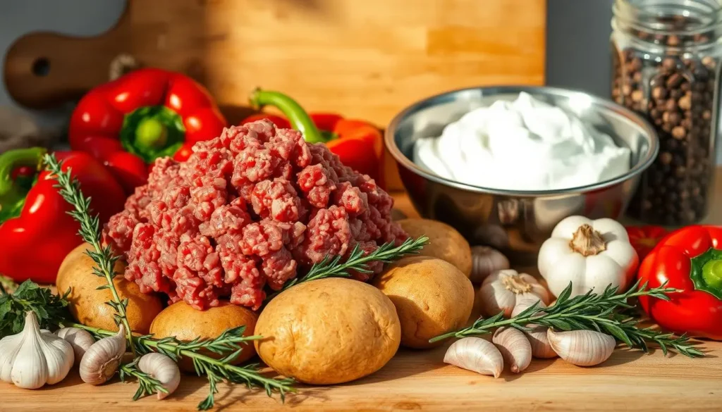 Ground Beef and Potato Ingredients
