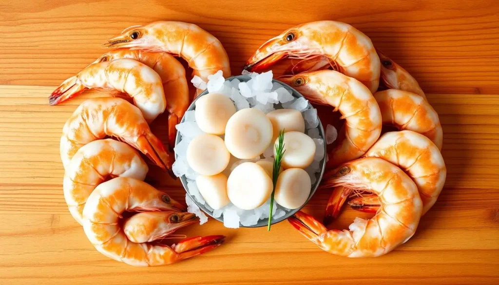 fresh shrimp and scallops selection