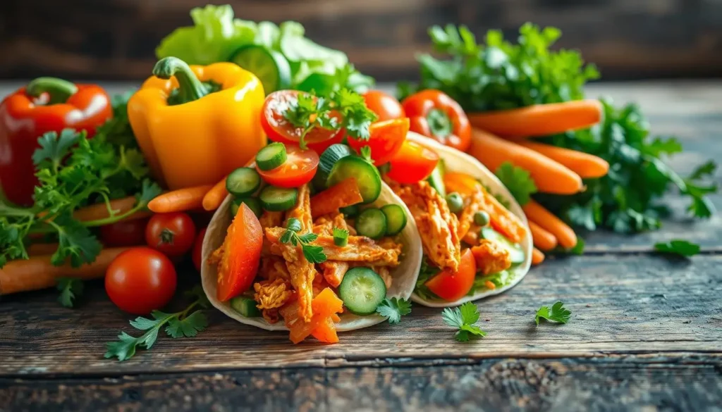 Fresh vegetables for buffalo chicken wrap